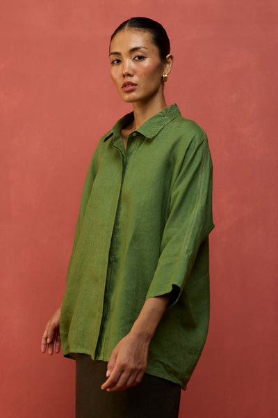 Yoko Forever Linen Shirt - Fern Green