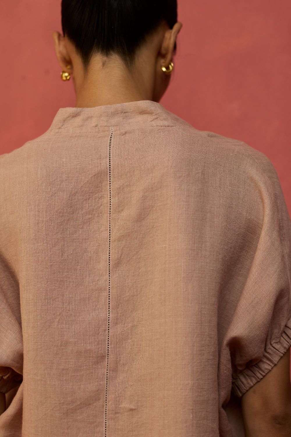 Hoshi Linen Top - Dusty Rose