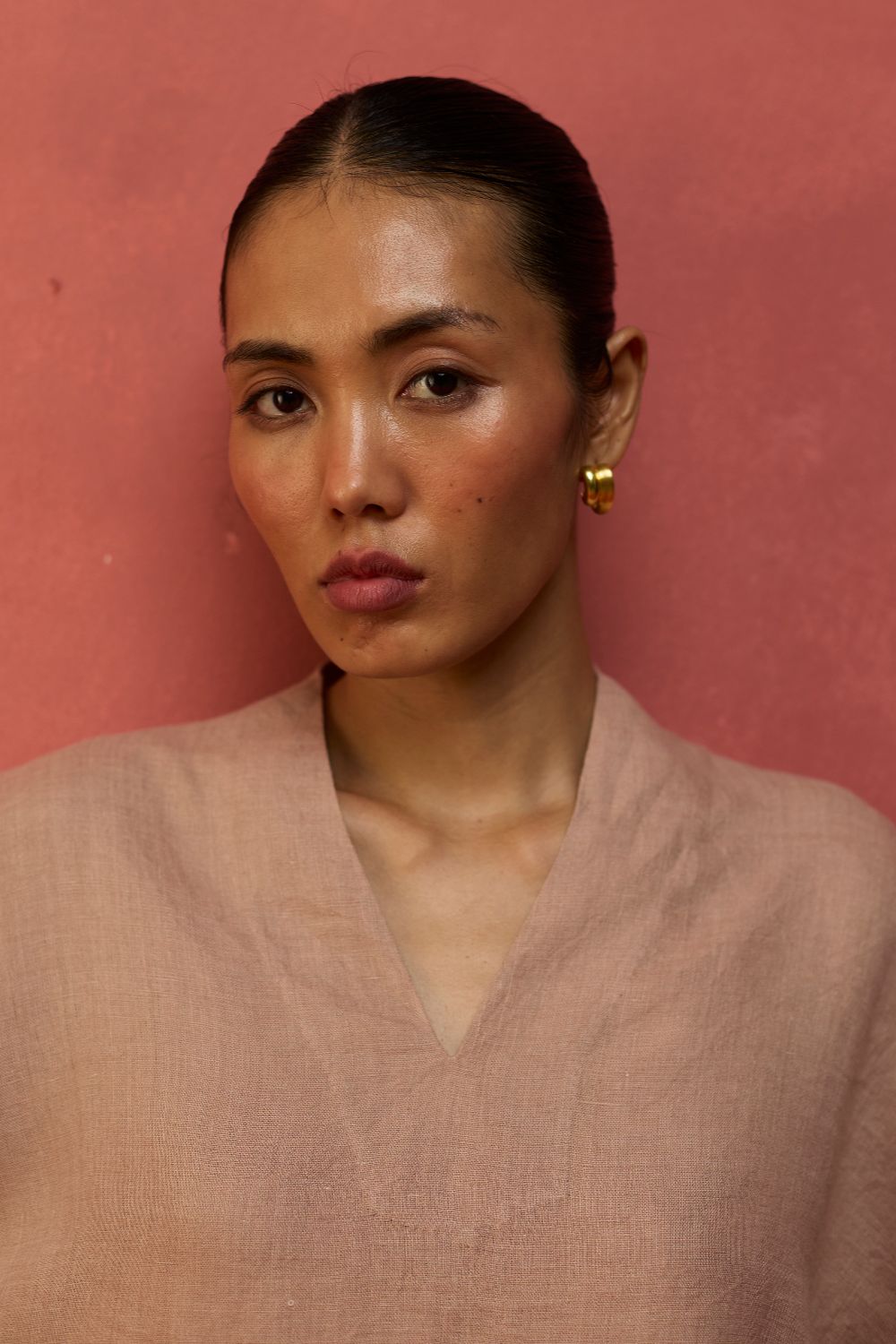 Hoshi Linen Top - Dusty Rose