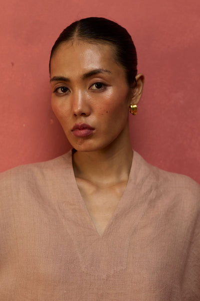 Hoshi Linen Top - Dusty Rose