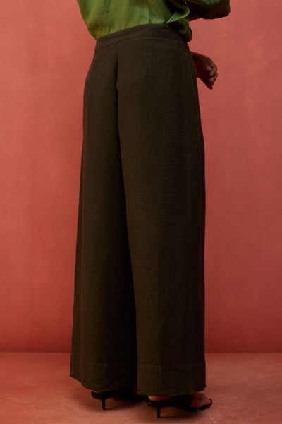 Mekko Pleated Linen Trousers - Charcoal