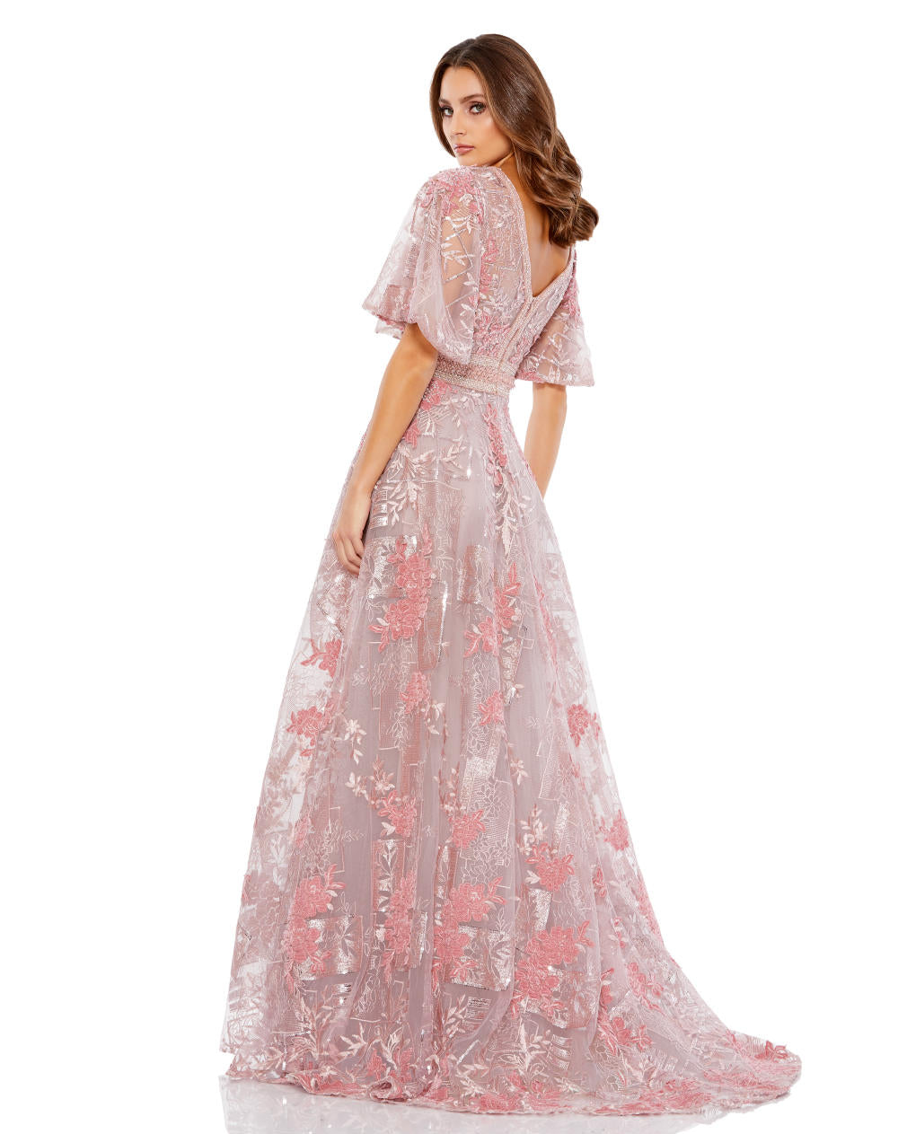 MD-20262 Flared Gown-Pink