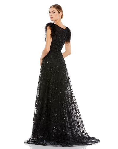 MD-20296 Long Flared Gown-Black