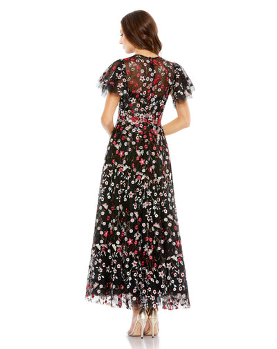 20323-Embellished Butterfly Tea Length A Line Dress
