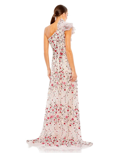 20331-Embellished Ruffled One Shoulder A Line Gown