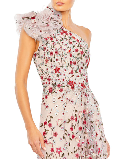 20331-Embellished Ruffled One Shoulder A Line Gown