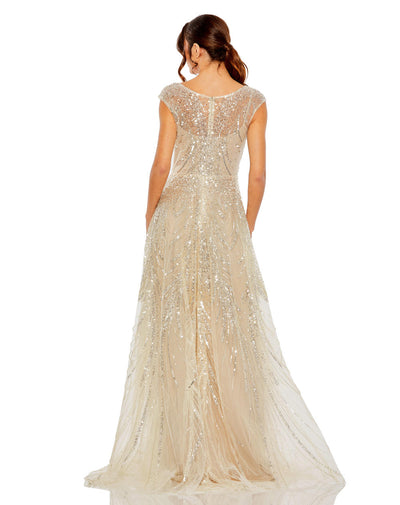 MD-20524 Longflared  Gown-Beige