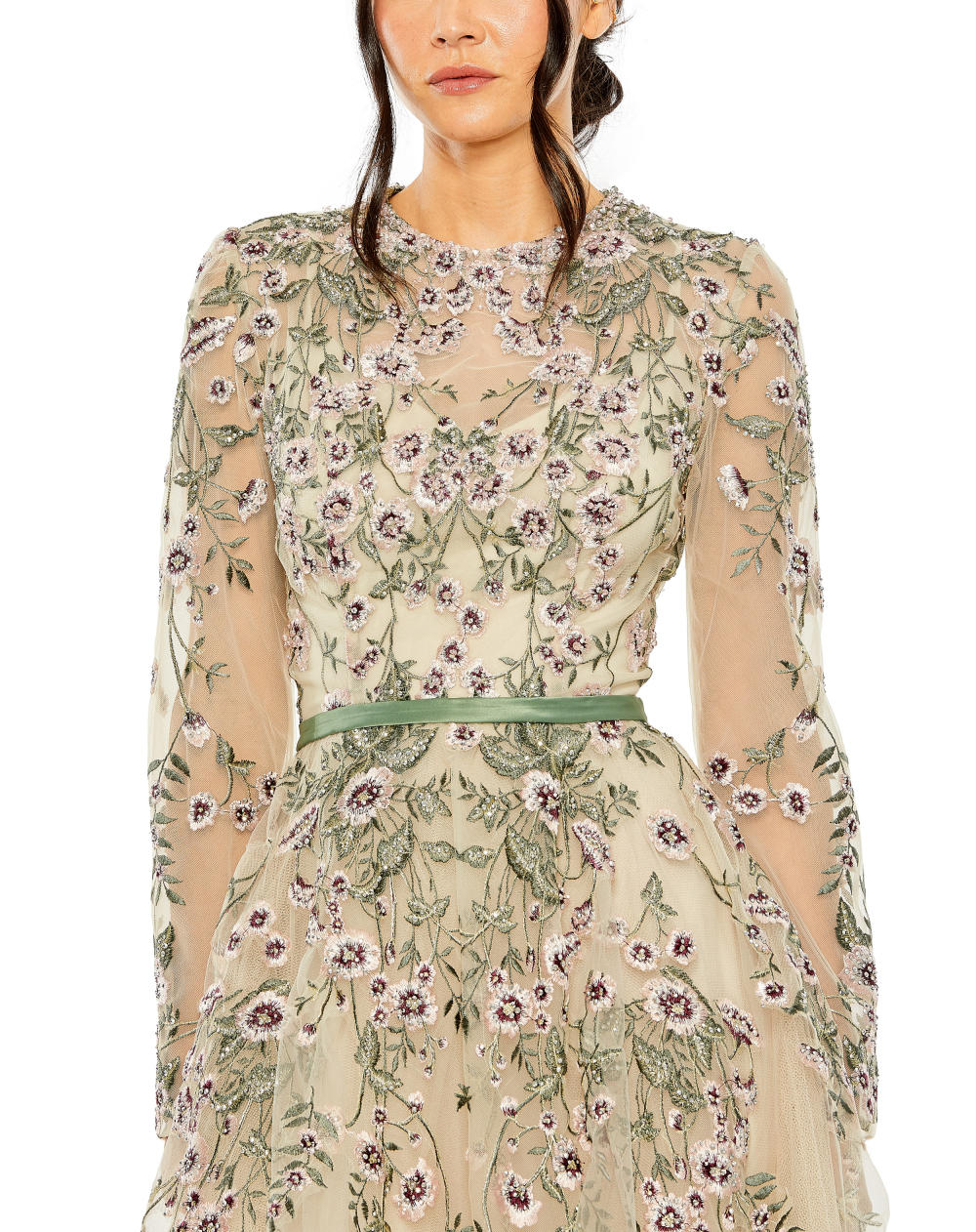 MD-20580 Flared Gown-Beige