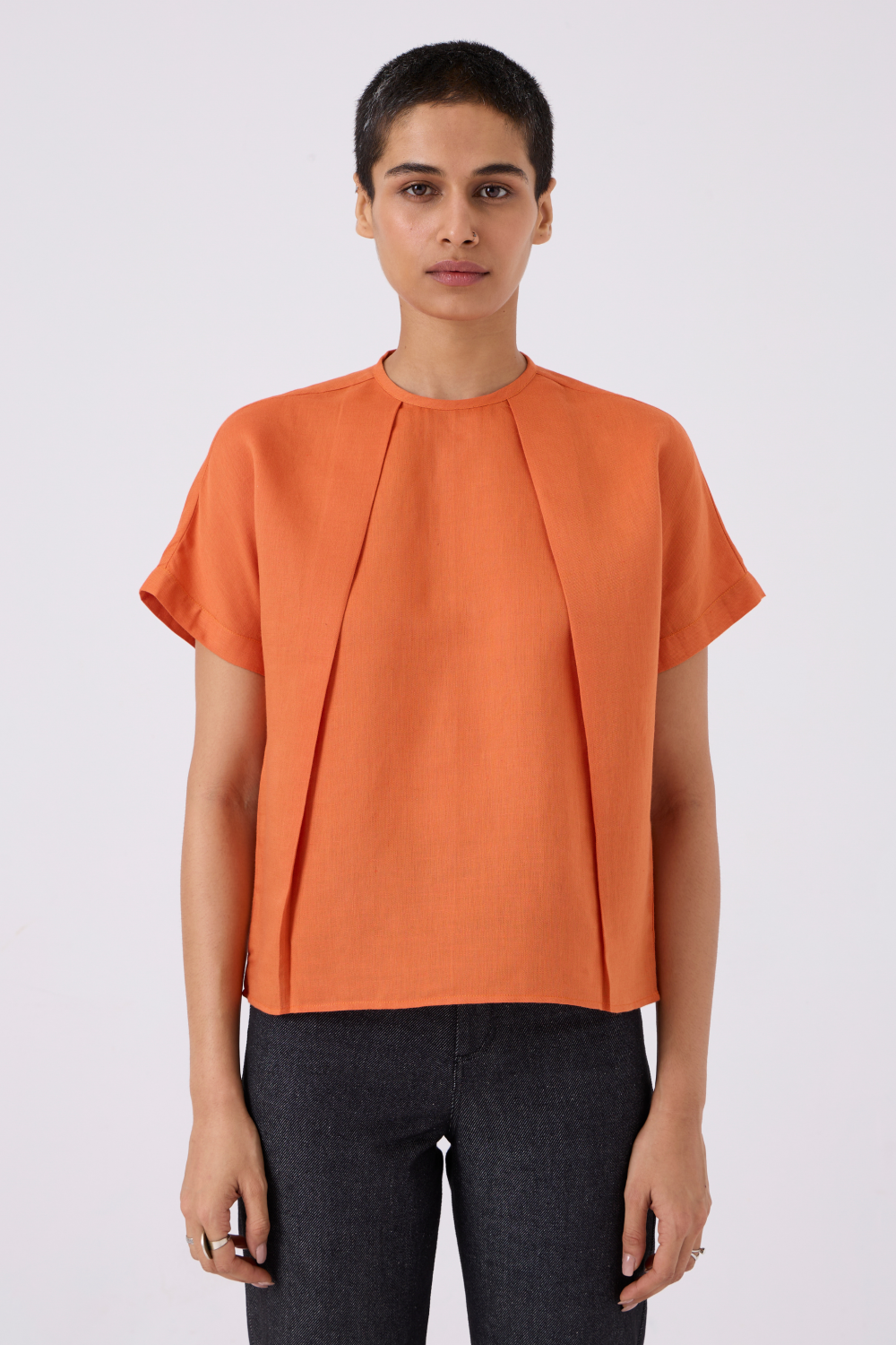Pam Orange Linen Top