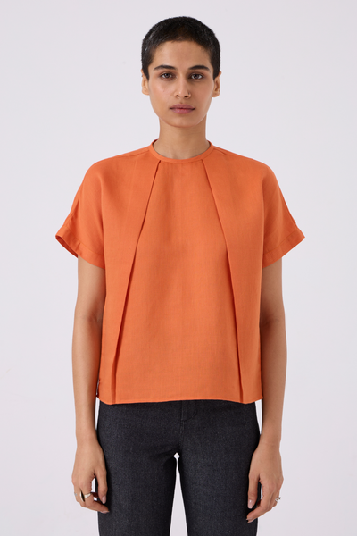 Pam Orange Linen Top