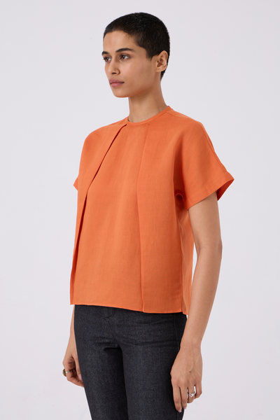 Pam Orange Linen Top