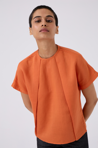 Pam Orange Linen Top