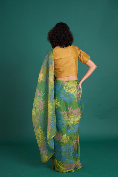 Himawari silk organza saree - green