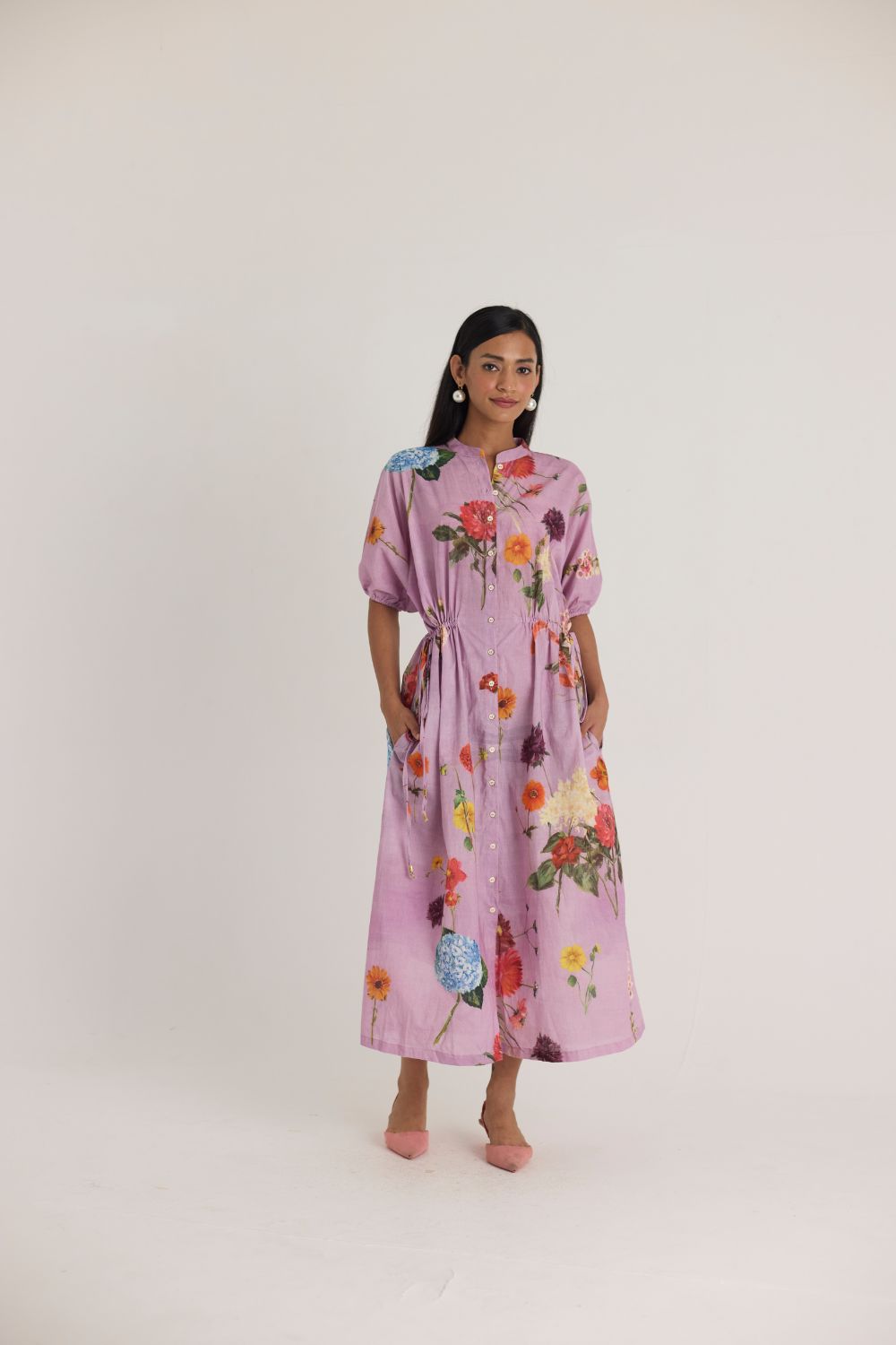 GIGGLE BERRY LILAC SIDE TIE UP DRESS