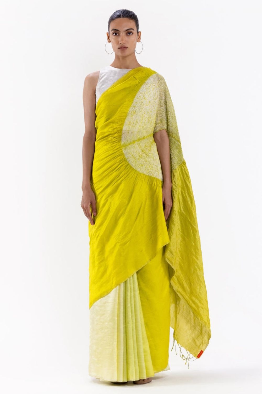 THE HANDSFREE SAREE - METALLIC LIME (CS2A1)