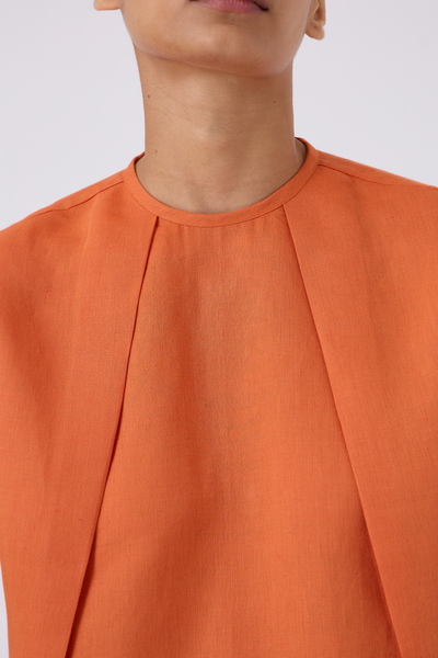 Pam Orange Linen Top