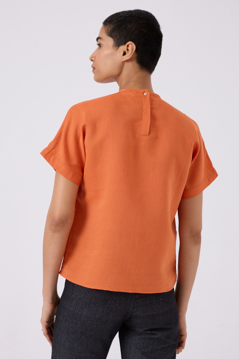 Pam Orange Linen Top