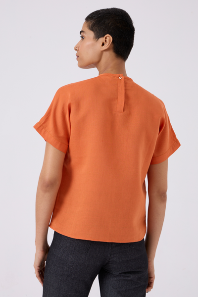 Pam Orange Linen Top