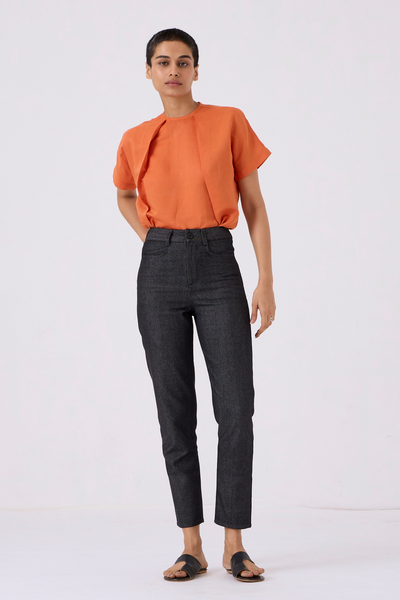 Pam Orange Linen Top