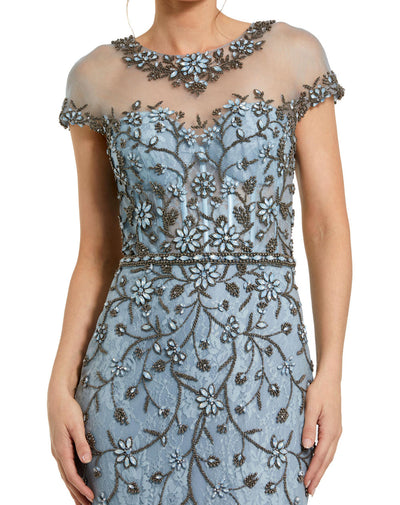 MD-2239 Flared Gown-Blue