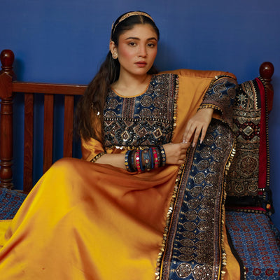 Saron Mustard Kaftan Set