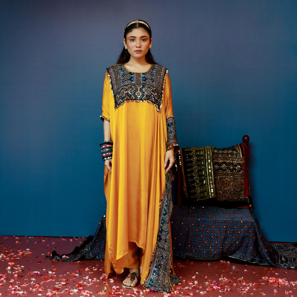 Saron Mustard Kaftan Set