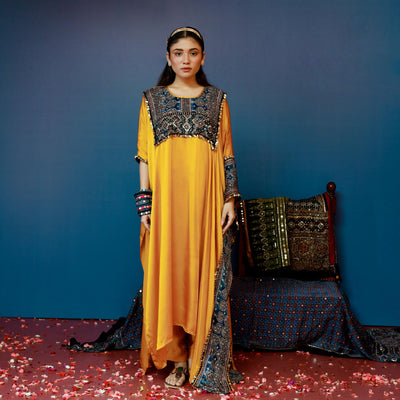 Saron Mustard Kaftan Set