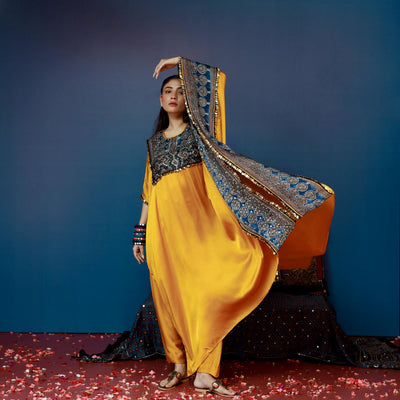 Saron Mustard Kaftan Set