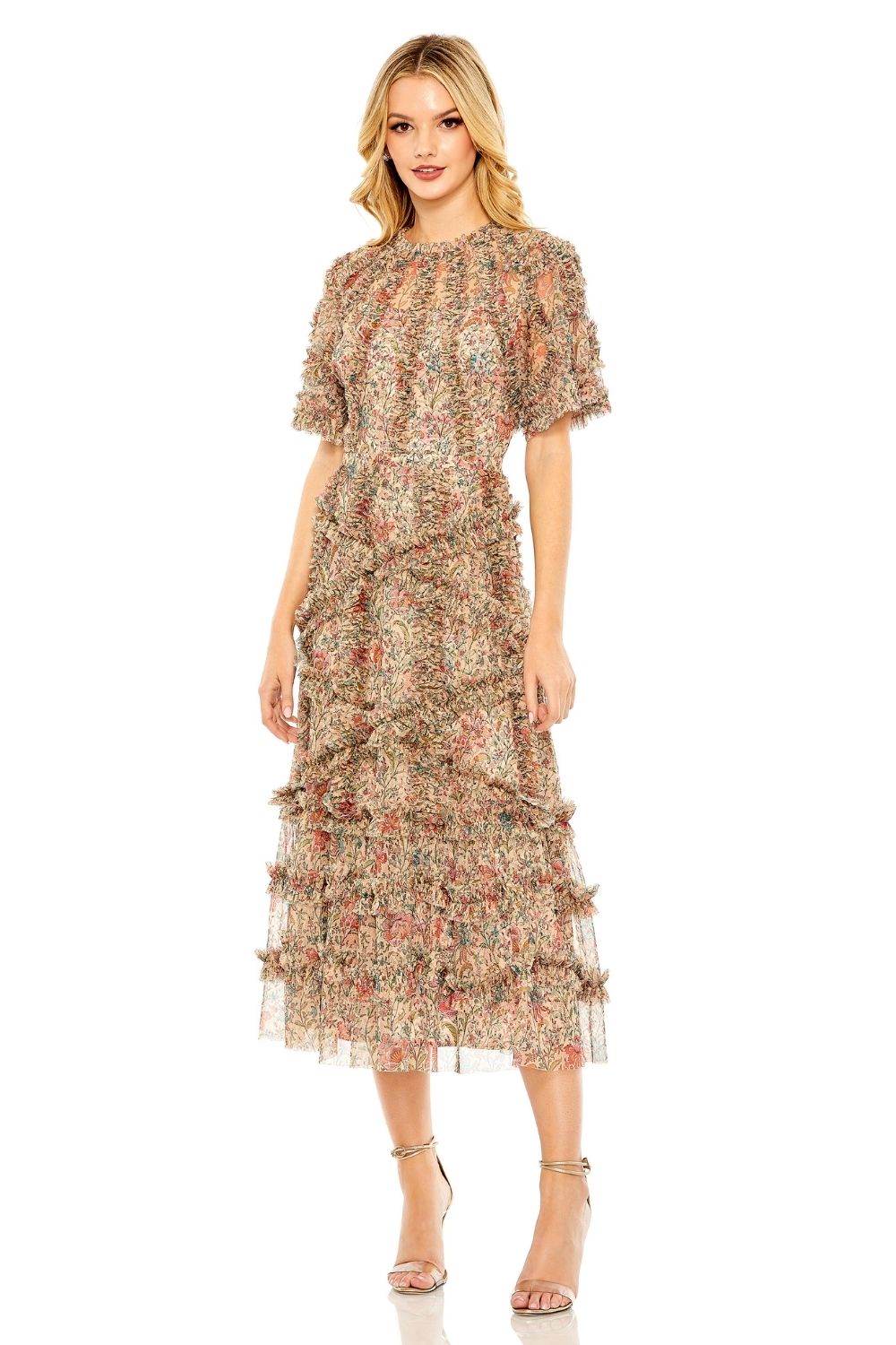 MD-8010 Ankle Length Dress-Beige
