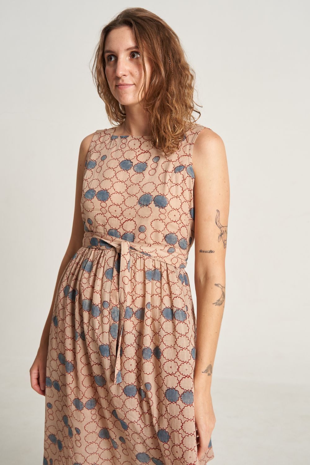 Geometric Flower Wrap-On Dress