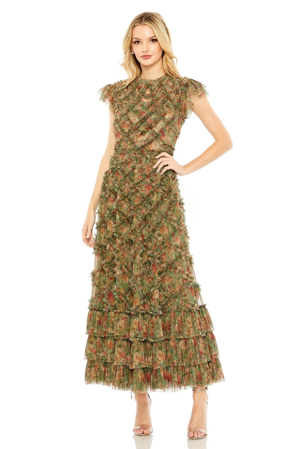 MD-8009 Ankle Length Dress-Green