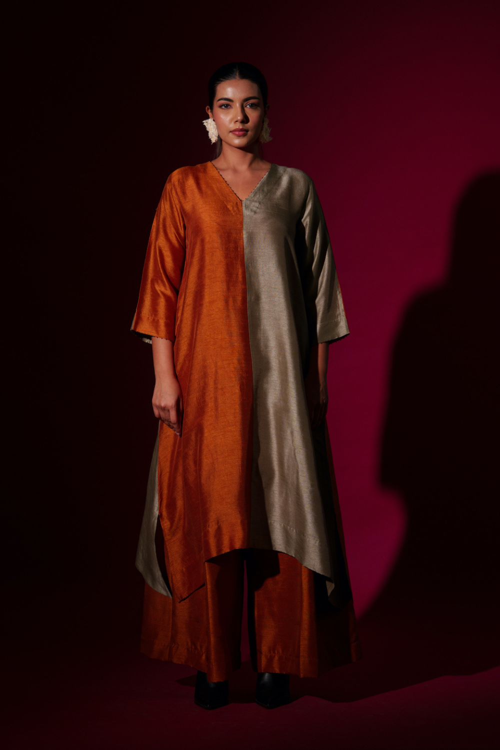 Onyx Tunic-Rust Orange + Grey