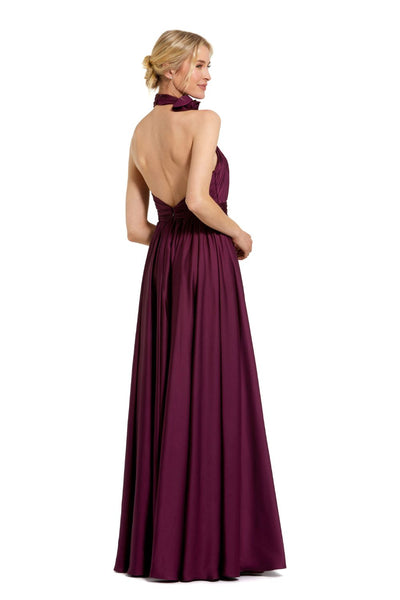 49333-Soft Tie Halter Neck High Slit Gown