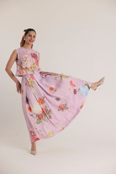GIGGLE BERRY LINEN TOP & SKIRT SET