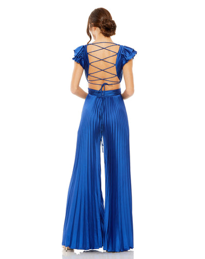 MD-27361 Pleated Jumpsuit-Blue