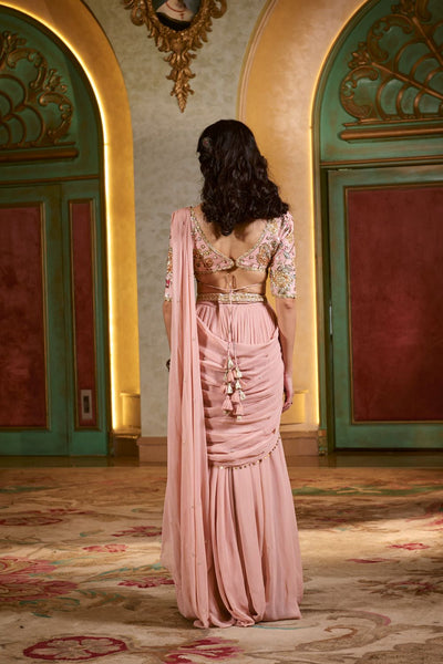 PH-2771 KAIA SAREE SET – LIGHT ROSE