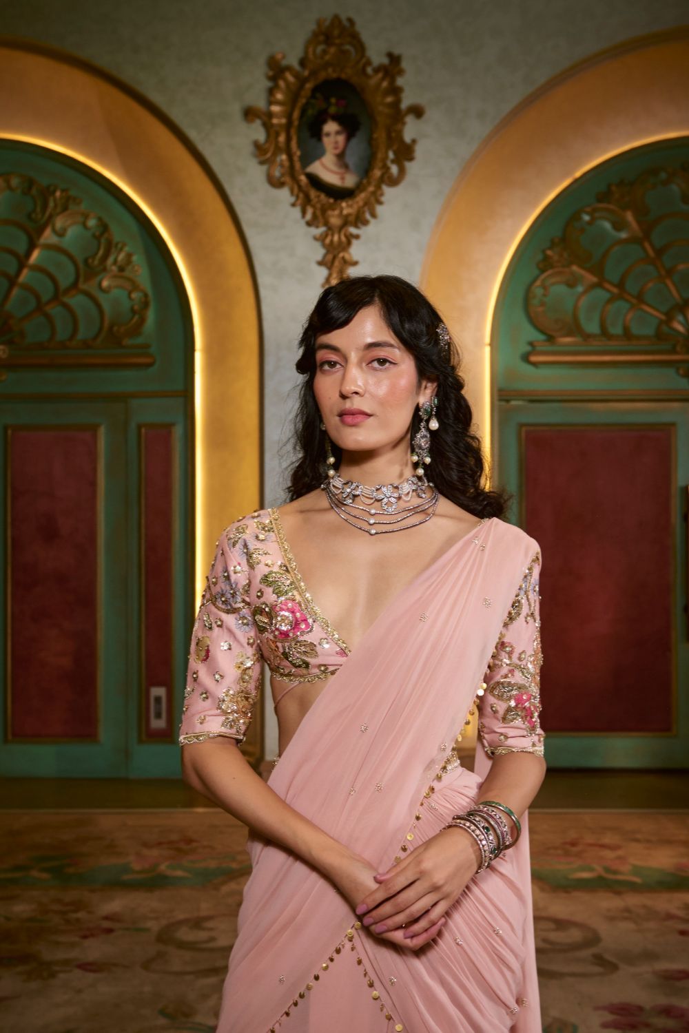 PH-2771 KAIA SAREE SET – LIGHT ROSE