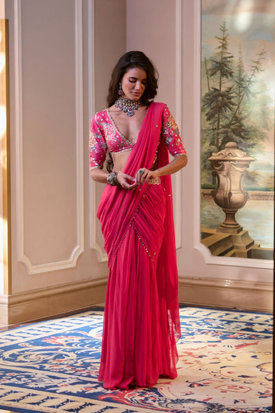 PH-2776 KAIA SAREE SET – HOT PINK