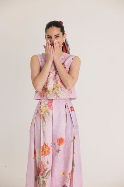 GIGGLE BERRY LINEN TOP & SKIRT SET
