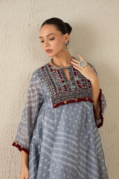 AFGHANI BANDHANI SET - Light Grey