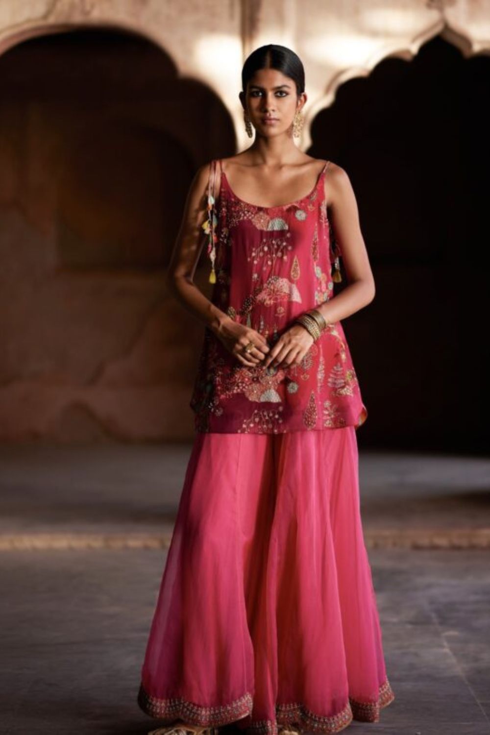 Nadira Magenta Sharara Set