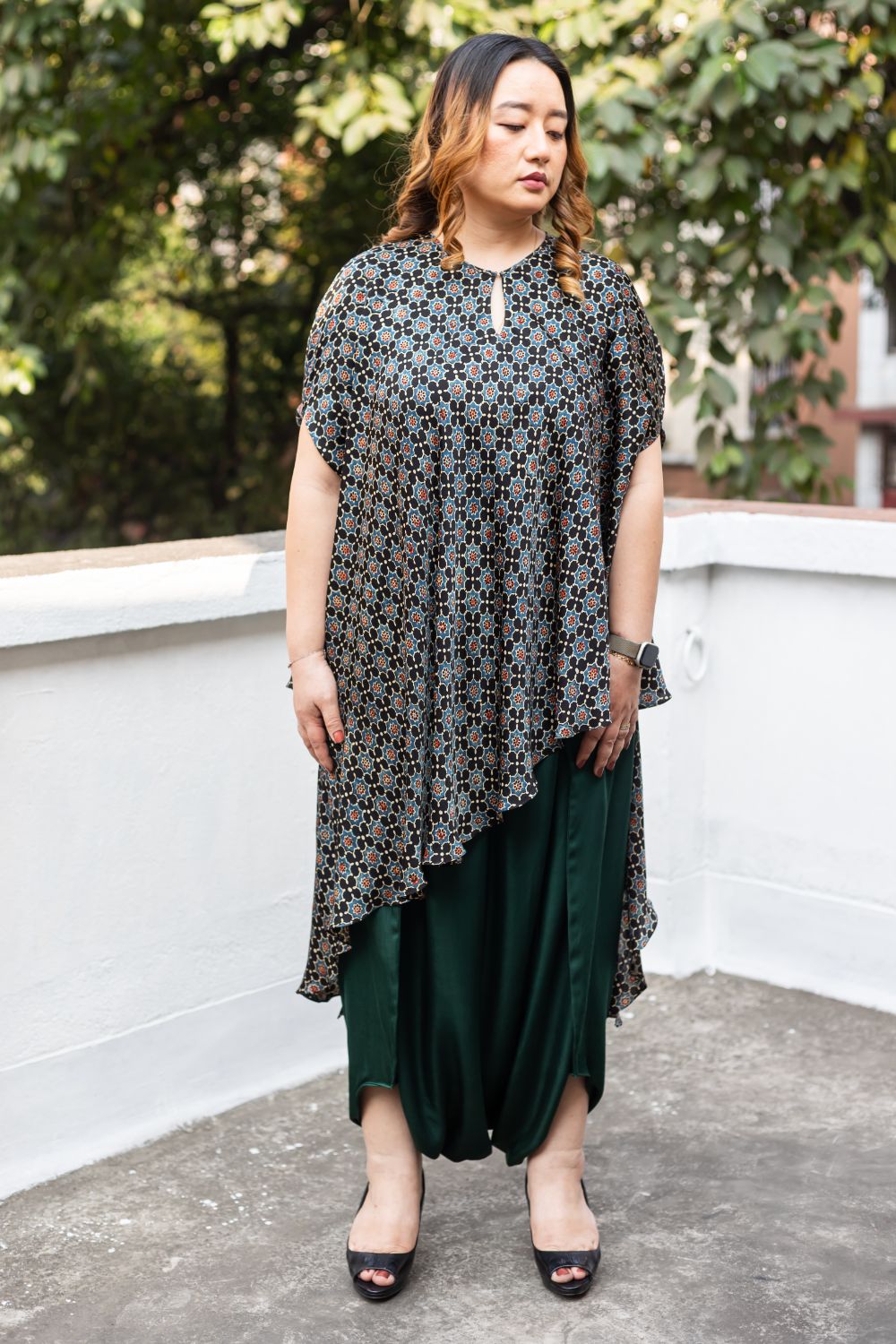 Soho Black Ajrakh Asymmetric Tunic Set (AJGDKRIK)