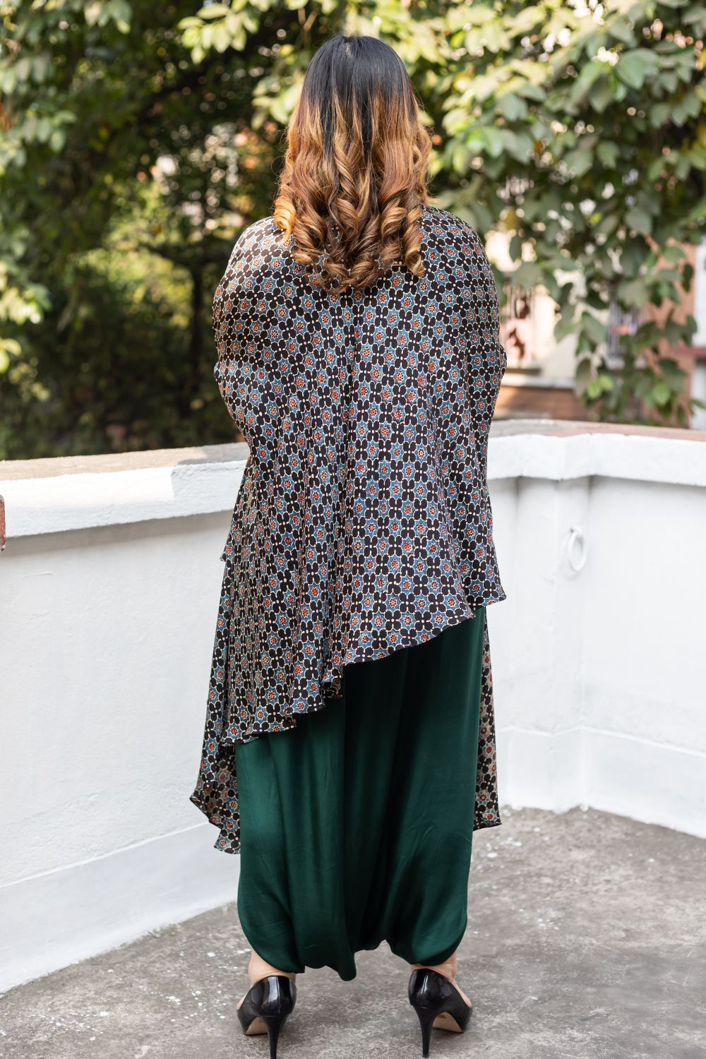 Soho Black Ajrakh Asymmetric Tunic Set (AJGDKRIK)