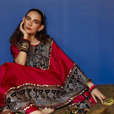 Saron Pink Kaftan Set