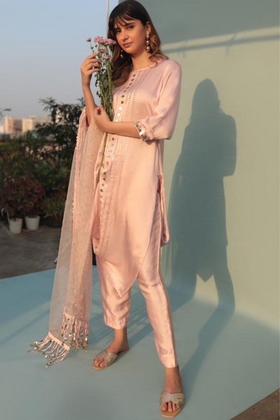 Saba  Pink Kurta Set with Pant and Dupatta-SKCCLSTSC-2