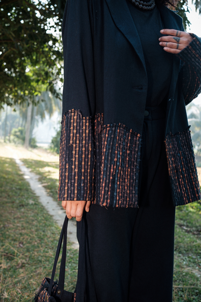 Upcycled Handwoven Ying Yang Blazer - Black Copper