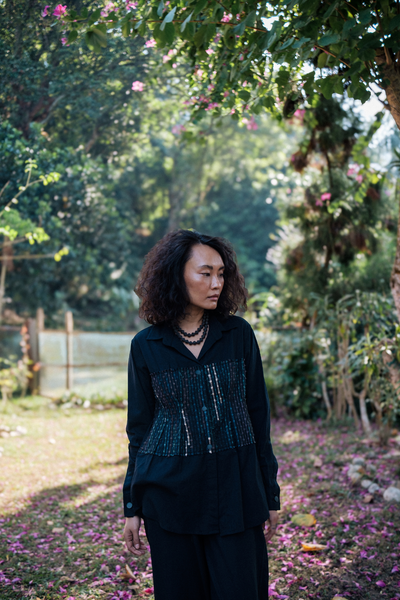 Upcycled Handwoven Hunza Shirt - Black Green