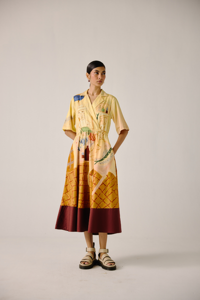 Print Blocked Dress - Fisherman