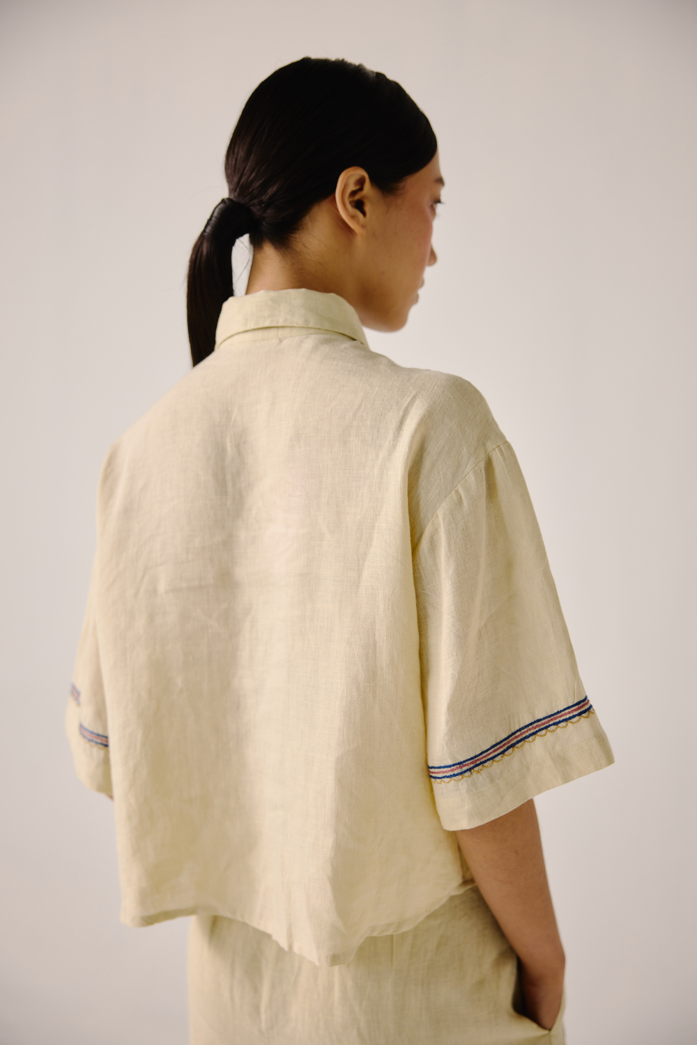 Ava Shirt - Ivory Cross Stitch Emb