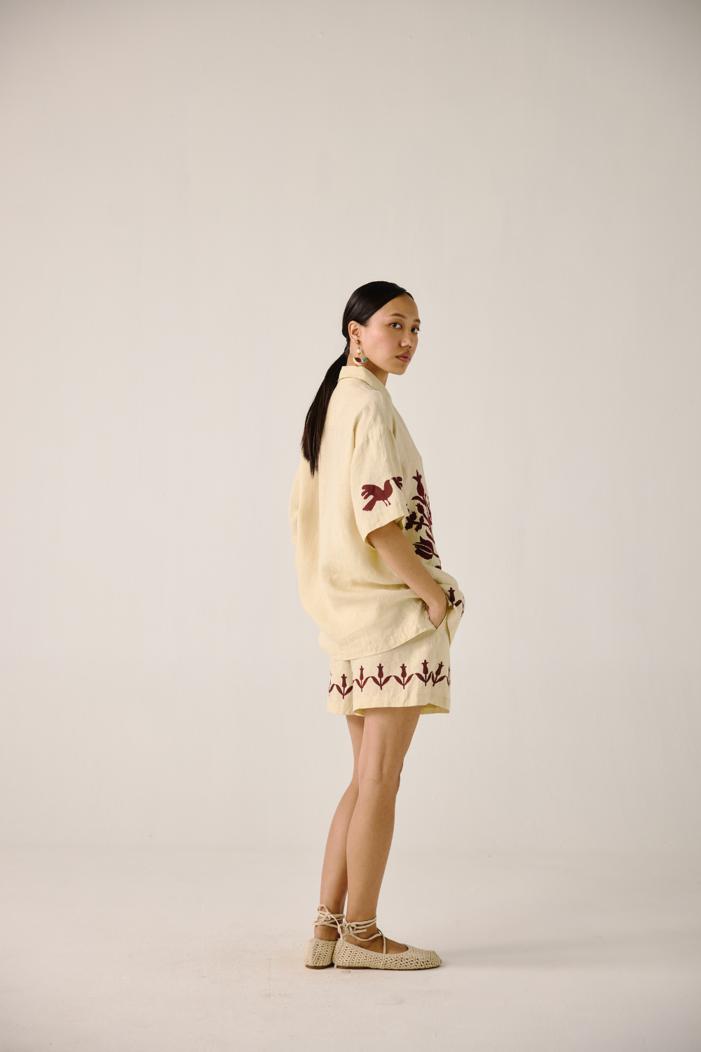 Unisex Set - Ivory Bird Applique